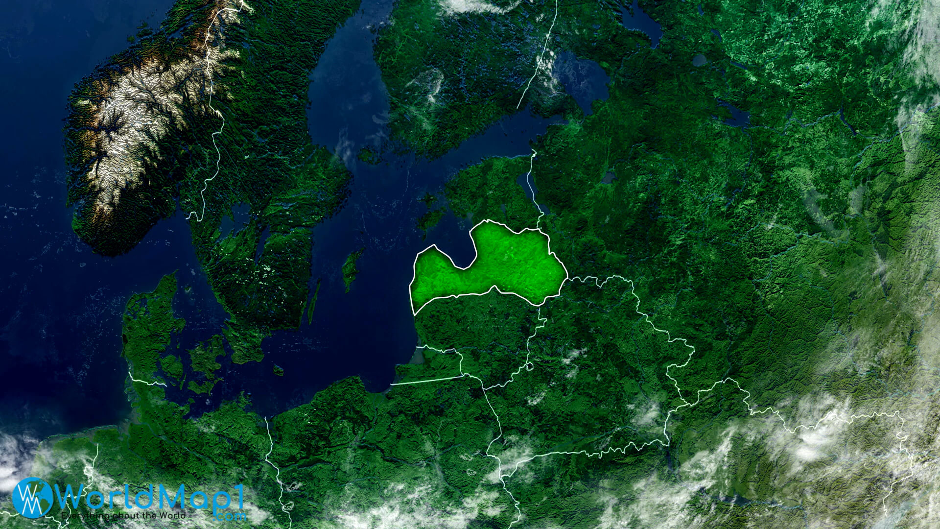 Lettonie Carte Satellite
